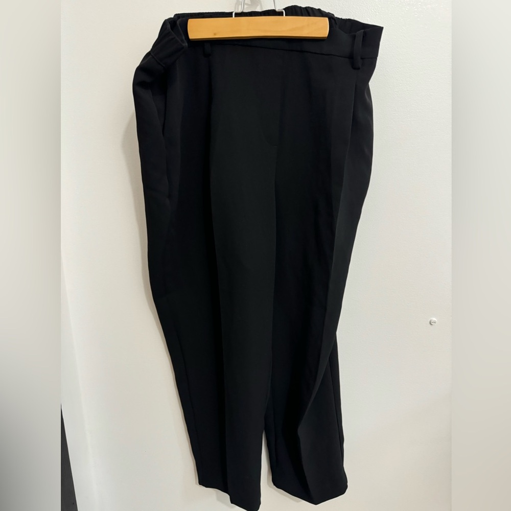 Black Loft Petite Crepe Pants with Elastic Waistband